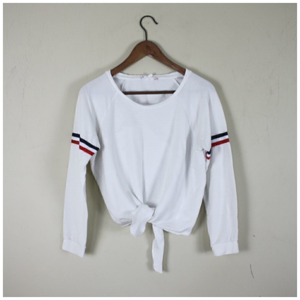 Pink Rose White Striped Tie Front Crop Top